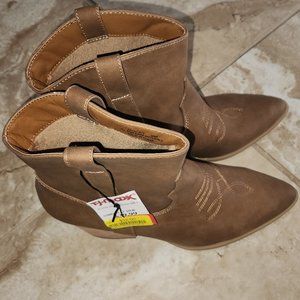 Rachel Zoe "Rocky" tan faux suede cowboy boots